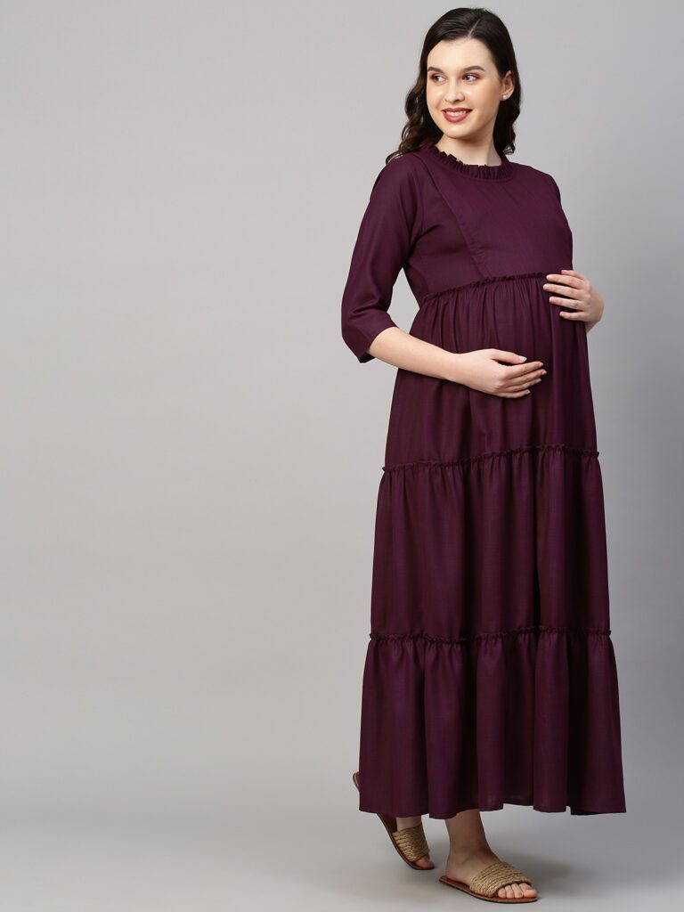 Buy Grey with Sequins Maternity Dress | Maternity Gowns Online – The Mom  Store