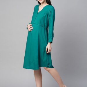 MomToBe Women's Rayon Calf Length Maternity Dress