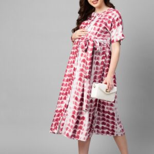 MomToBe Women's Rayon Calf Length Maternity Dress